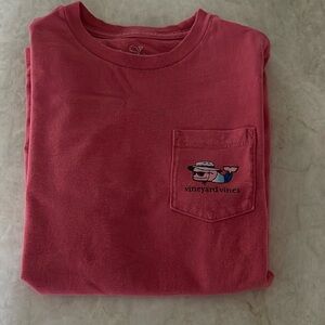 Vineyard Vines salmon tee.